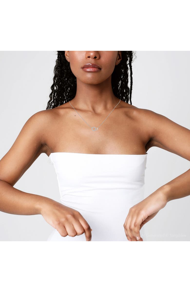 Bliss Diamond 1/3Ct Mini Duet Circle Diamond Necklace 14k Gold Pendant Lab Grown 18", Alternate, color, 14K White Gold