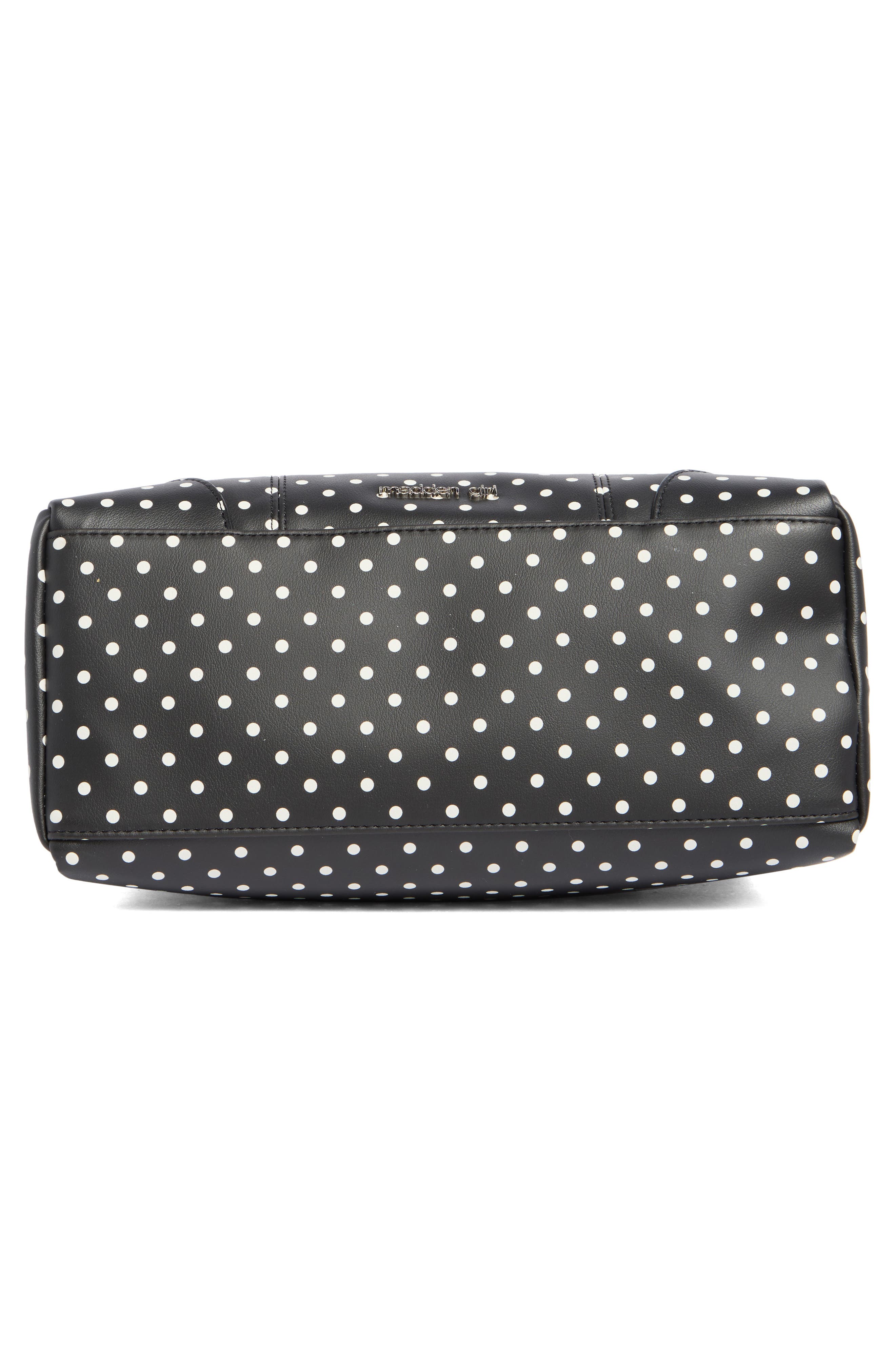 Madden Girl Charm Polka Dot Satchel Bag, Alternate, color, Black Polka Dots
