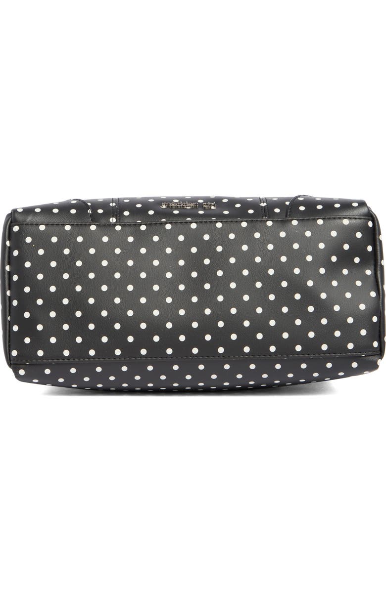 Madden Girl Charm Polka Dot Satchel Bag, Alternate, color, Black Polka Dots