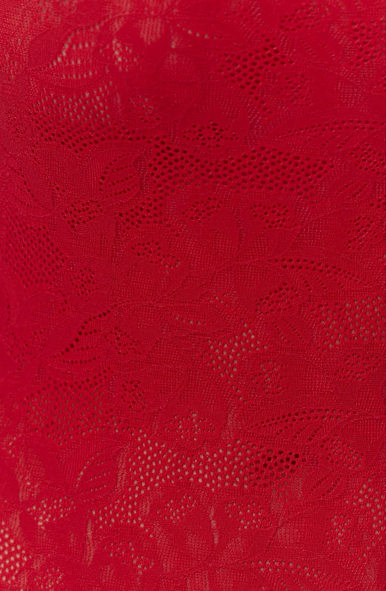 Naked Wardrobe Closed Toe Semisheer Lace Leggings, Alternate, color, Ruby Red