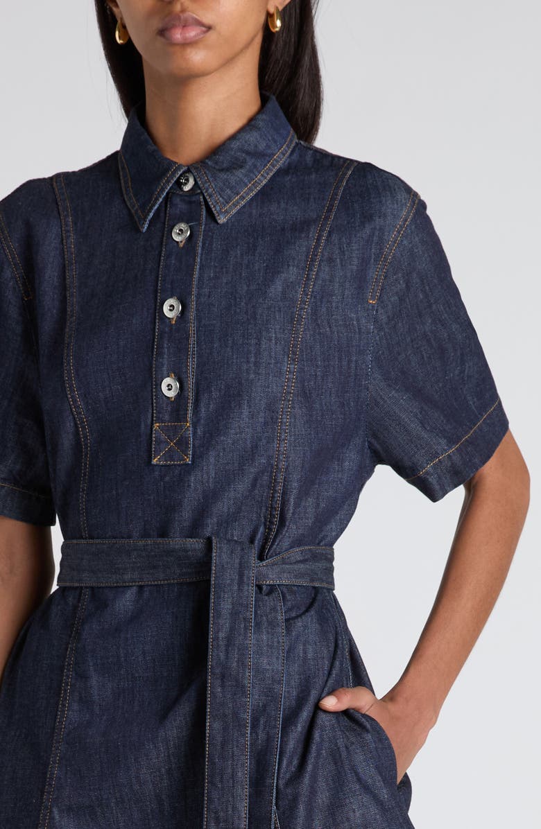 Bottega Veneta Belted Denim Popover Dress, Alternate, color, 4245 Indigo