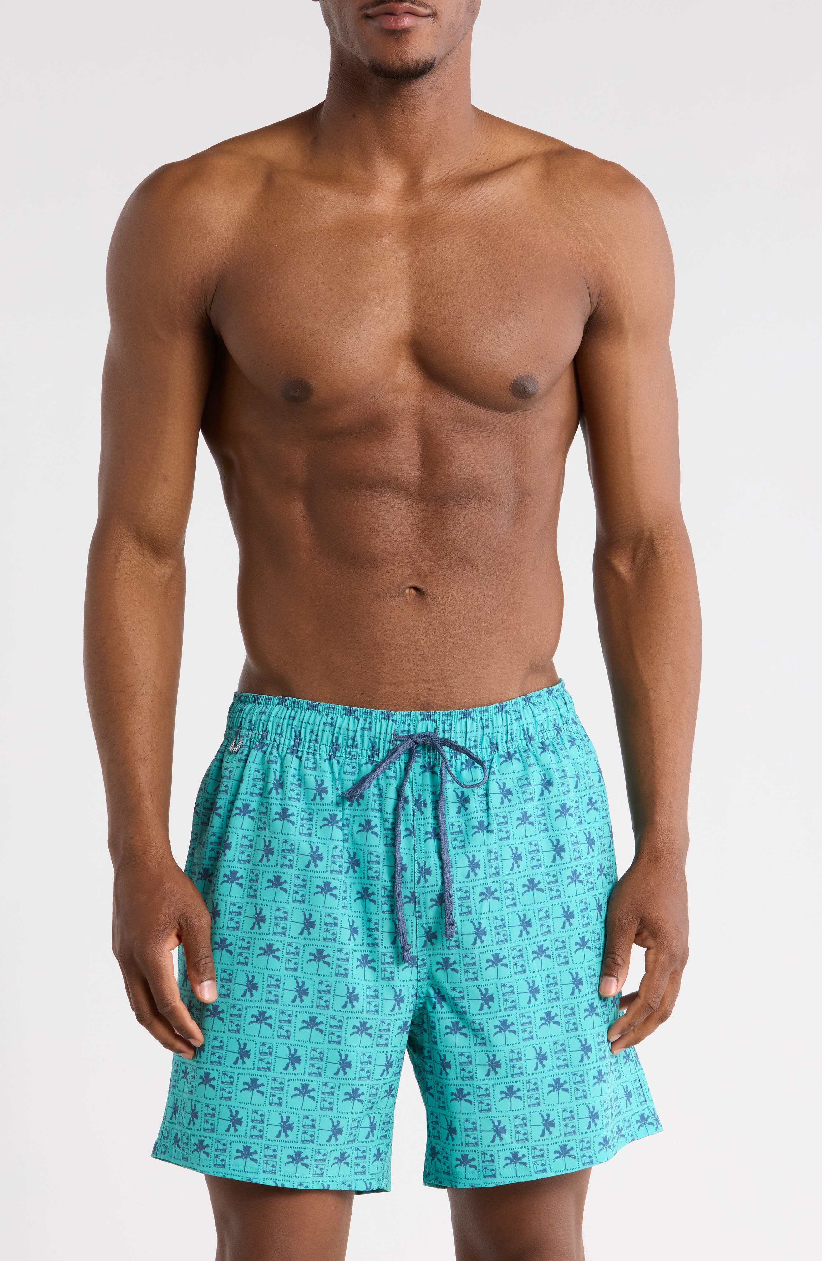 Rainforest Palm Grid Swim Trunks