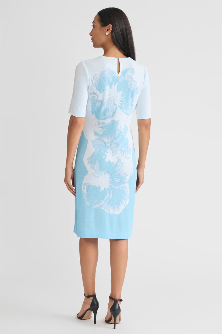 Bold Floral Jacquard Knit Sheath Dress, Alternate, color, Serene/White/Black