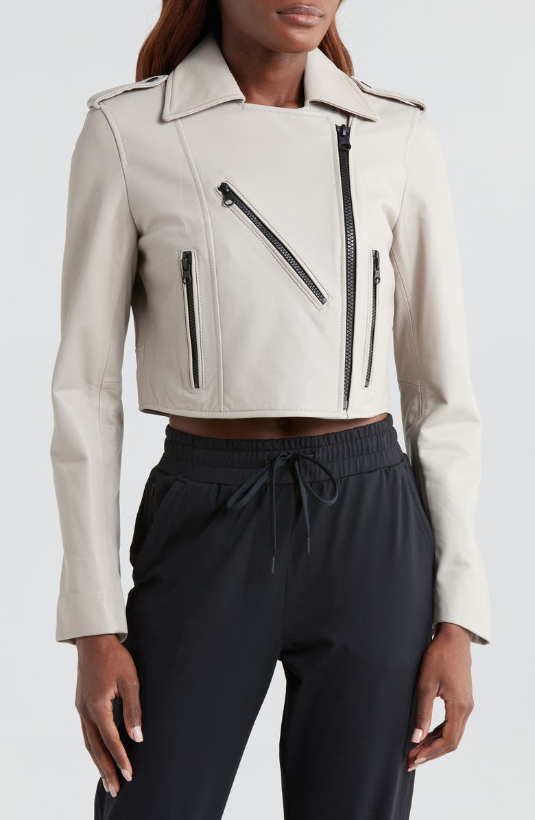 Blanc Noir Cleo Crop Leather Jacket, Alternate, color, 