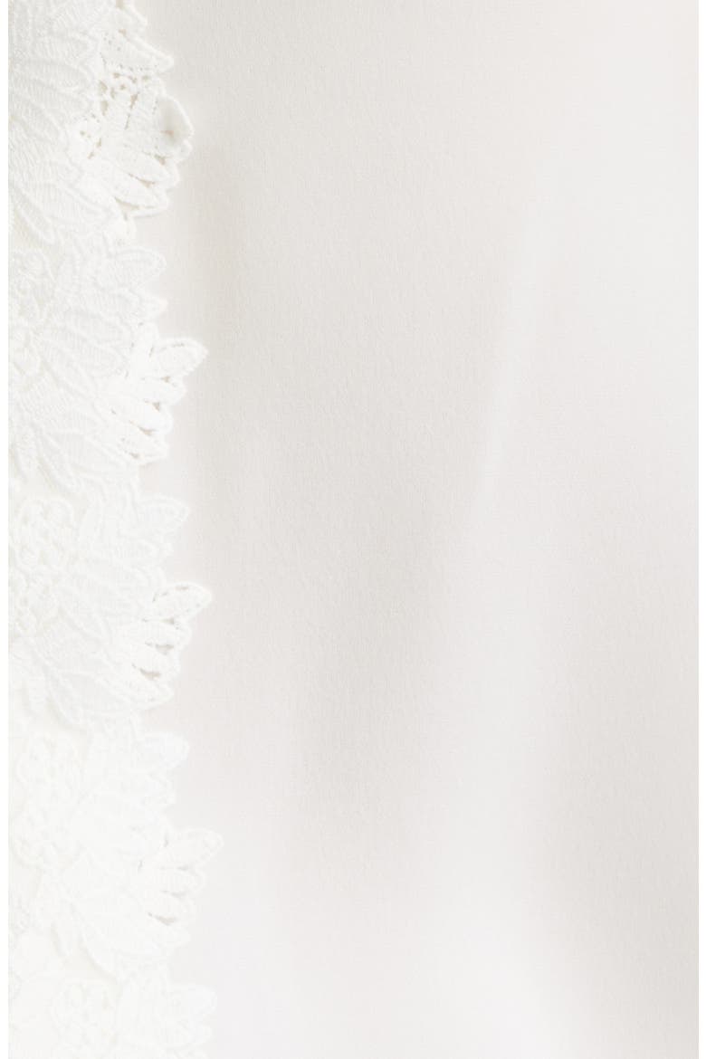 Miguel Lace Trim Silk Button-Up Shirt, Alternate, color, IVORY