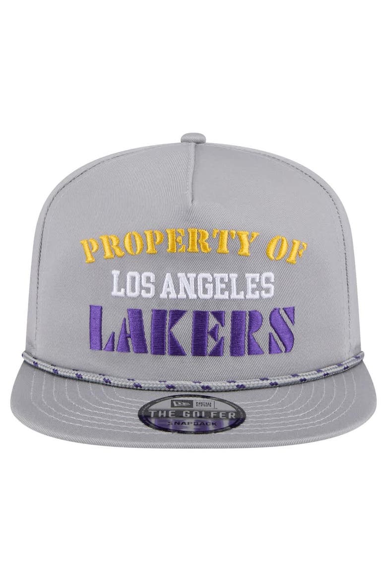 Men's New Era Gray Los Angeles Lakers Throwback Property Of Golfer Snapback Hat, Alternate, color, Gray