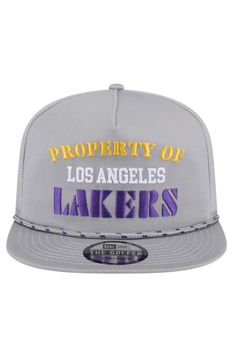 New Era Men's New Era Gray Los Angeles Lakers Throwback Property Of Golfer Snapback Hat, Alternate, color, Gray