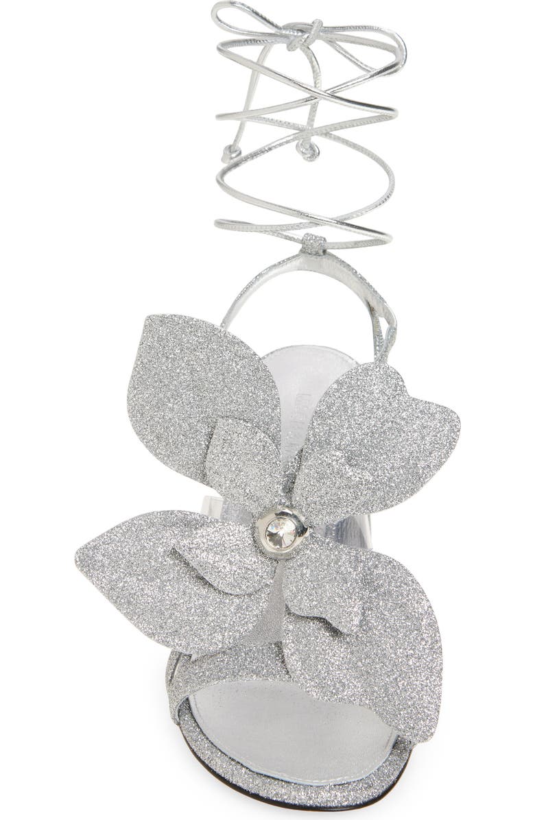 Mach & Mach Orchid Ankle Wrap Sandal, Alternate, color, Silver