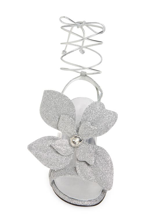 Mach&mach Mach & Mach Orchid Ankle Wrap Sandal In Silver