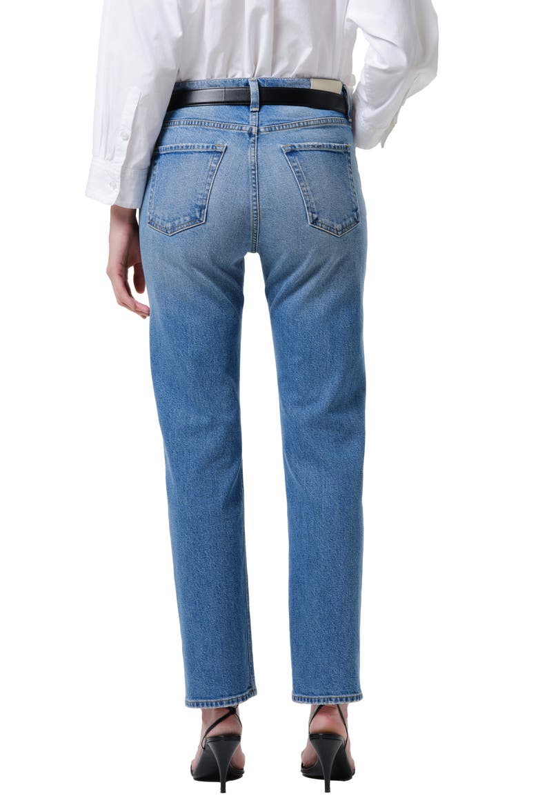 Savannah High Waist Slim Straight Cigarette Jeans, Alternate, color, ALMA MEDIUM INDIGO