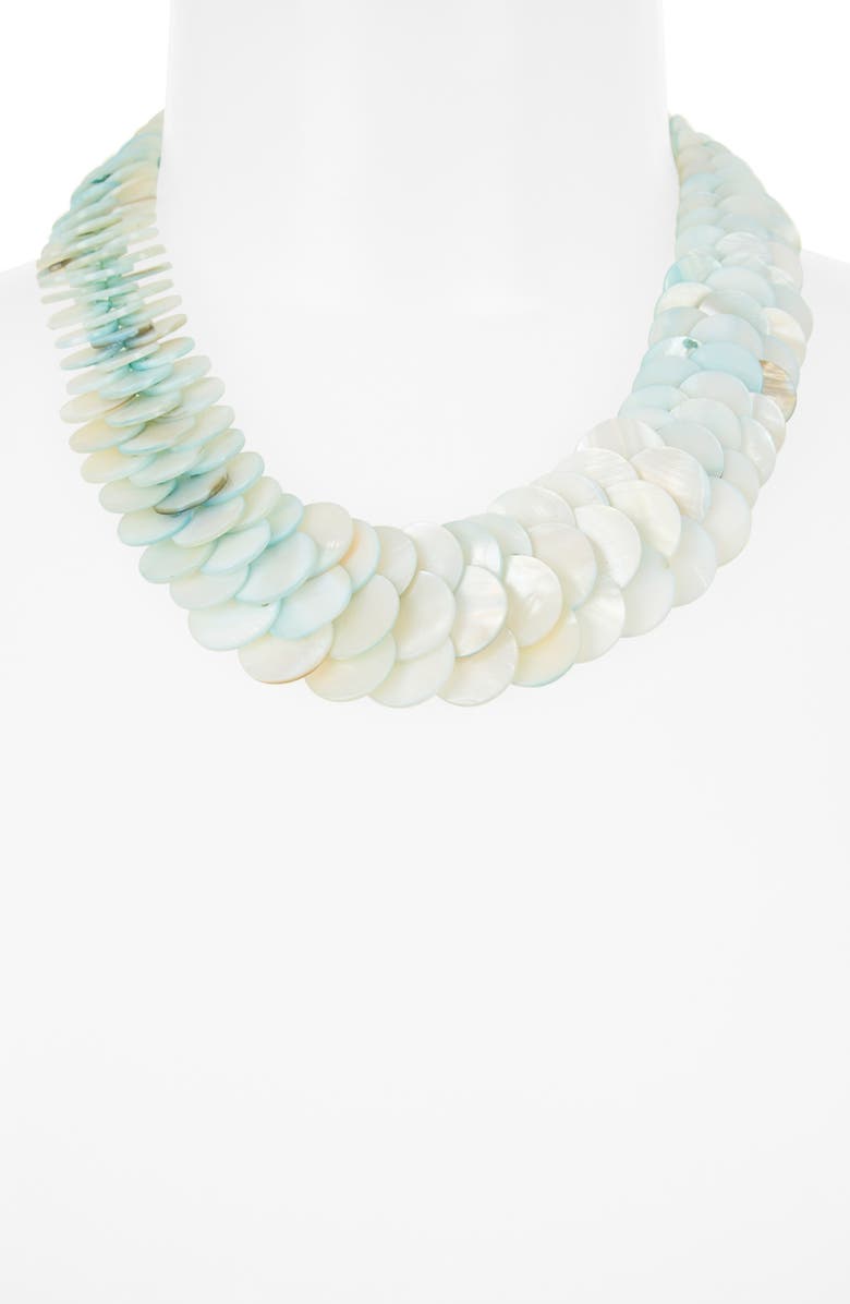 EYE CANDY LOS ANGELES Ki Layered Glass Scale Necklace, Alternate, color, Teal