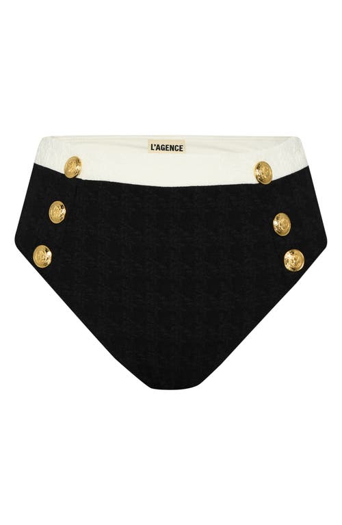 L Agence Vanessa Colorblock Chic High-waist Bikini Bottoms In Black