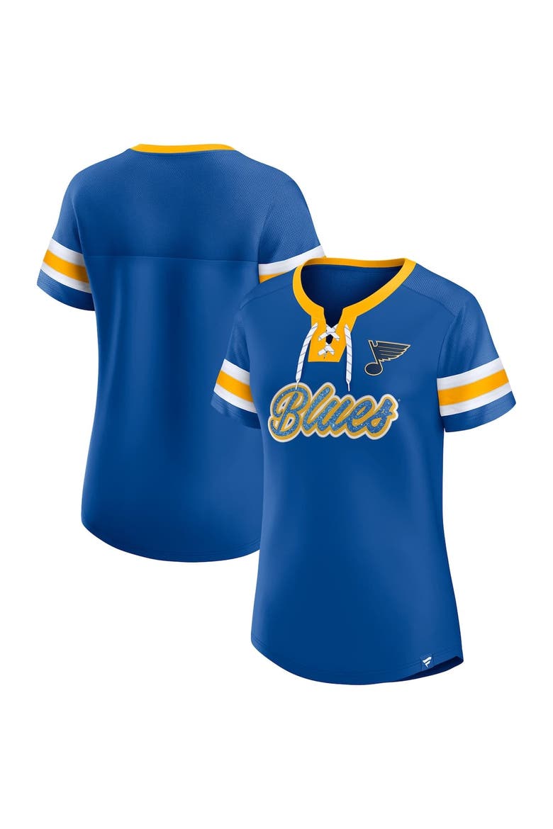 Women's Fanatics Blue St. Louis Blues Iconic Athena Lace-Up T-Shirt, Main, color, Blue