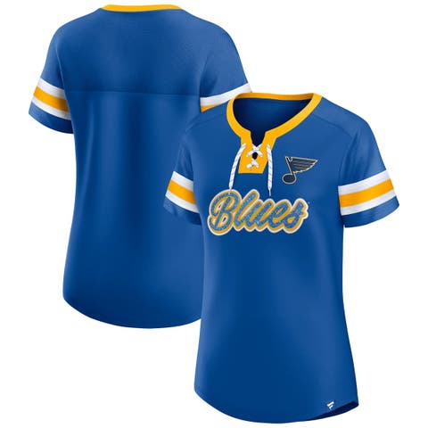 Women's Fanatics Blue St. Louis Blues Iconic Athena Lace-Up T-Shirt