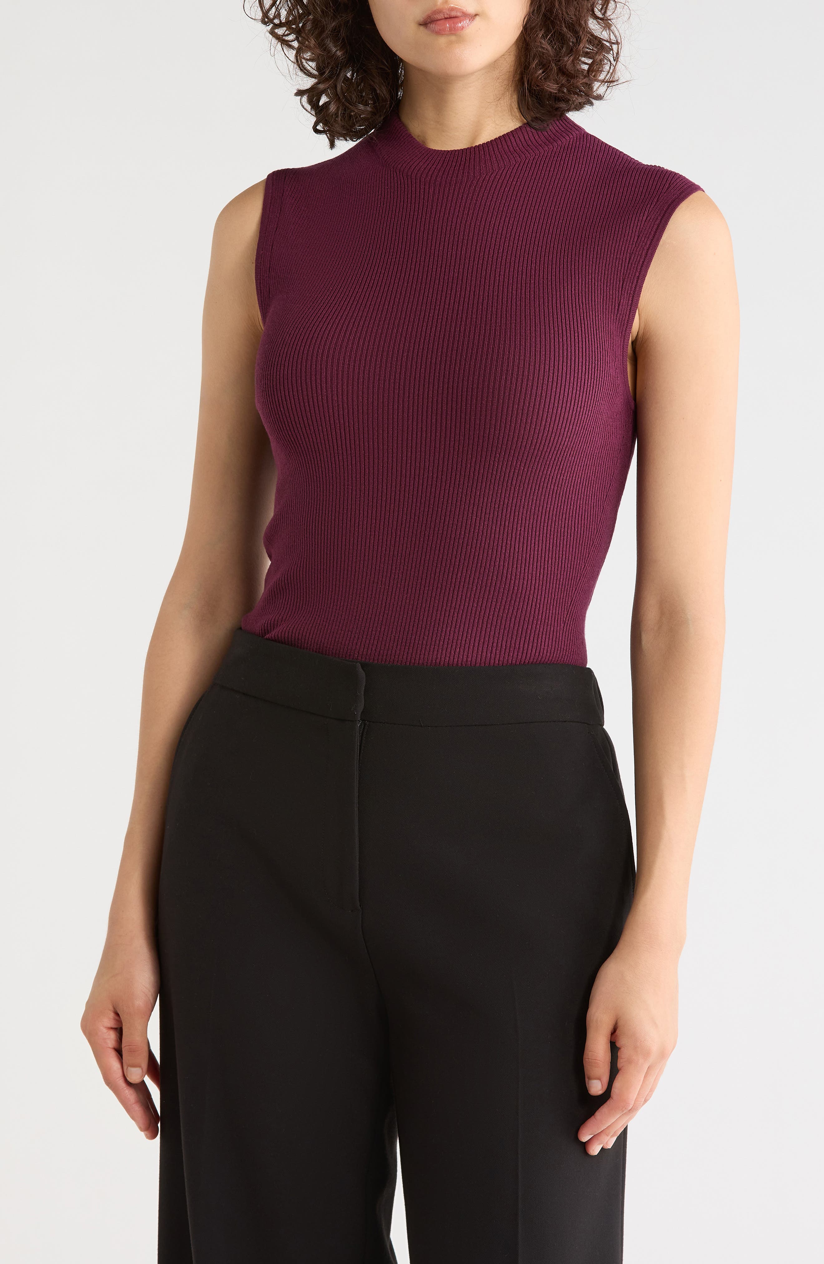 Feskies Rib Mock Neck Sleeveless Top