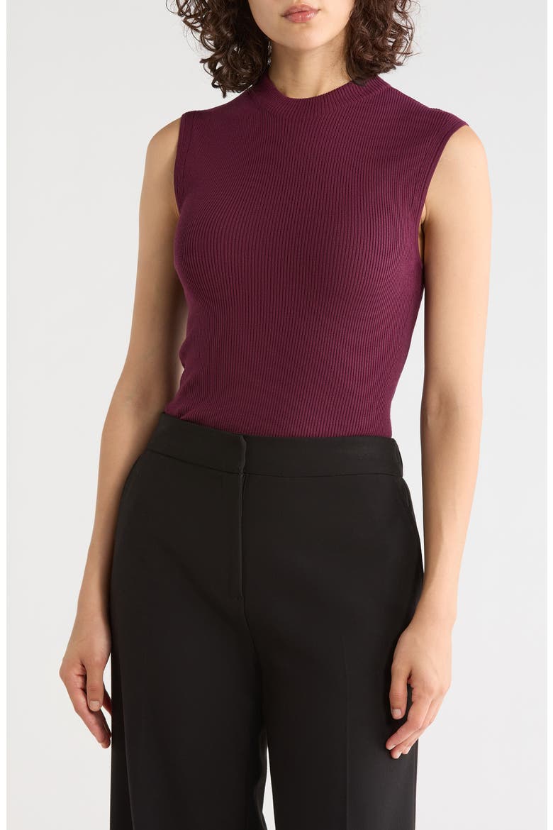 Feskies Rib Mock Neck Sleeveless Top, Main, color, DARK PURPLE