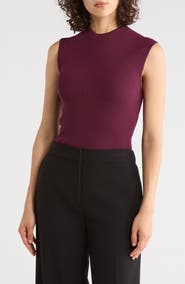 BOSS Feskies Rib Mock Neck Sleeveless Top