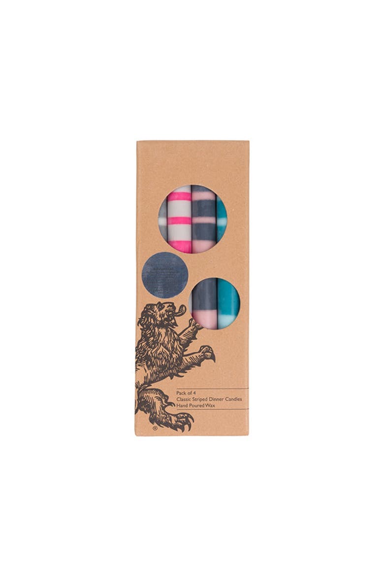 Striped Dinner Candles - Set of 4, Alternate, color, Pinks, Blues, Greys