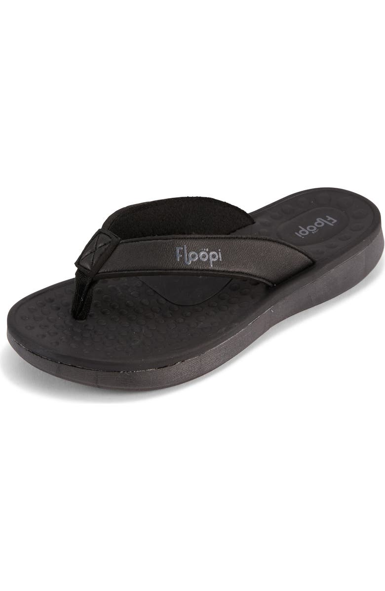 FLOOPI Faux Leather Thong Sandal, Main, color, Black