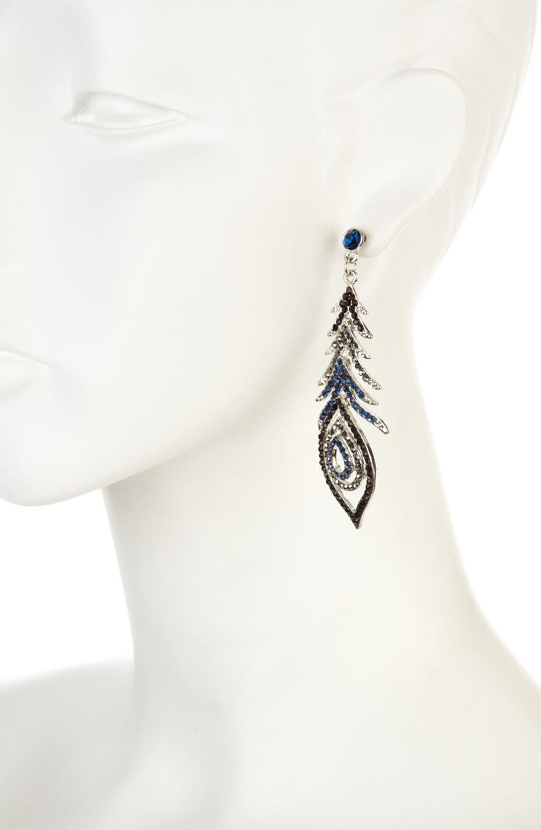 OLIVIA WELLES Peacock Paradise Crystal Drop Earrings, Alternate, color, Silver