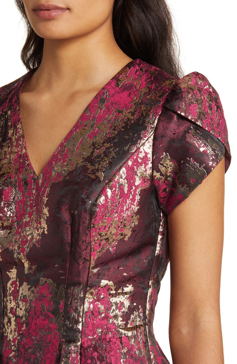 Vince Camuto Metallic Jacquard Fit & Flare Dress, Alternate, color, 