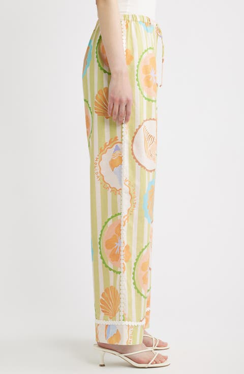Fiorella Print Linen & Cotton Pants