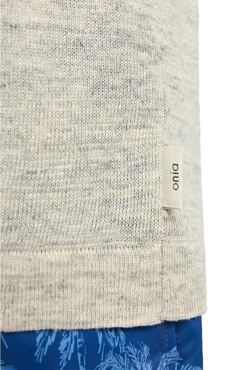 Onia Linen Sweater Polo, Alternate, color, Light Grey Melg