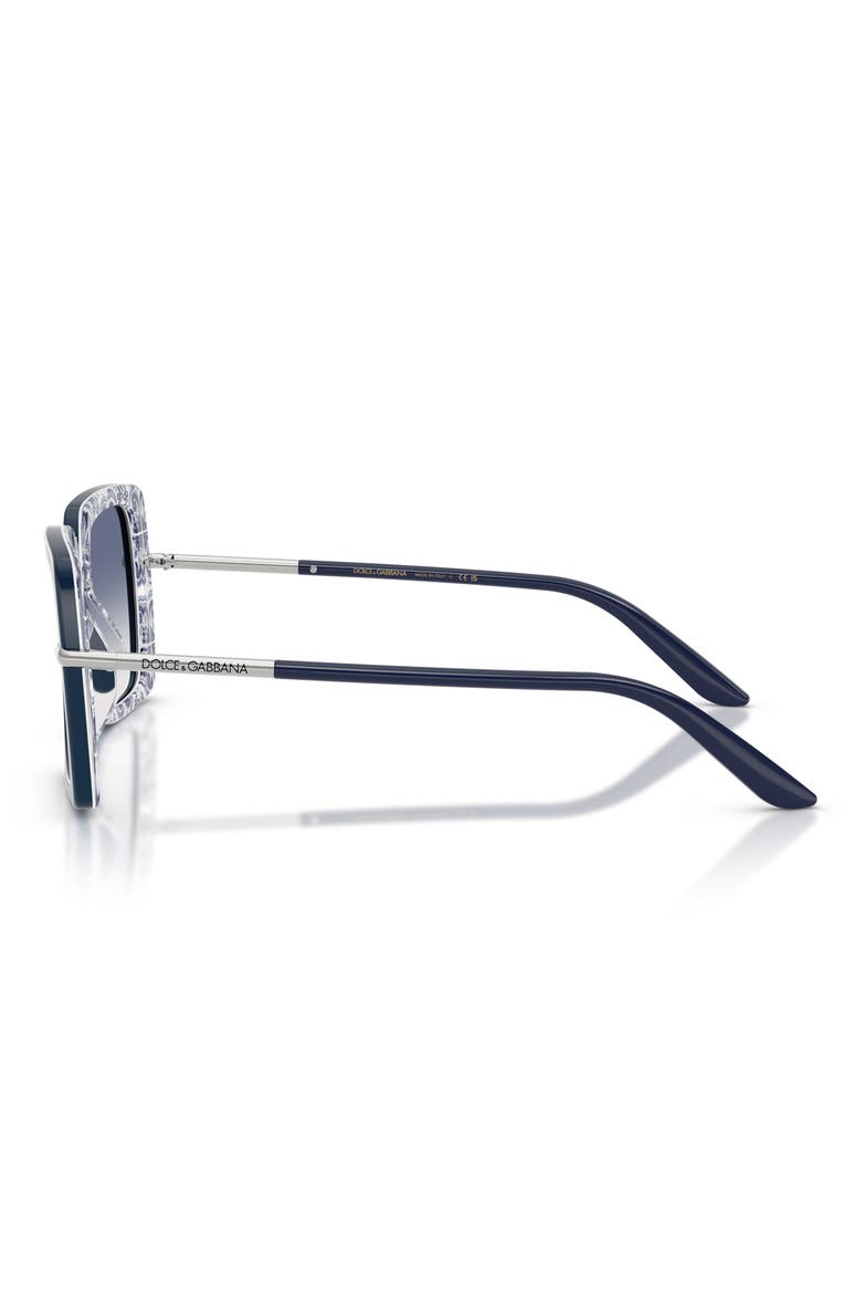 52mm Gradient Square Sunglasses, Alternate, color, BLUE CLEAR LIGHT BLUE