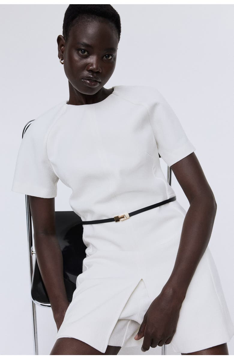 H&M Belted Playsuit, Alternate, color, Cream