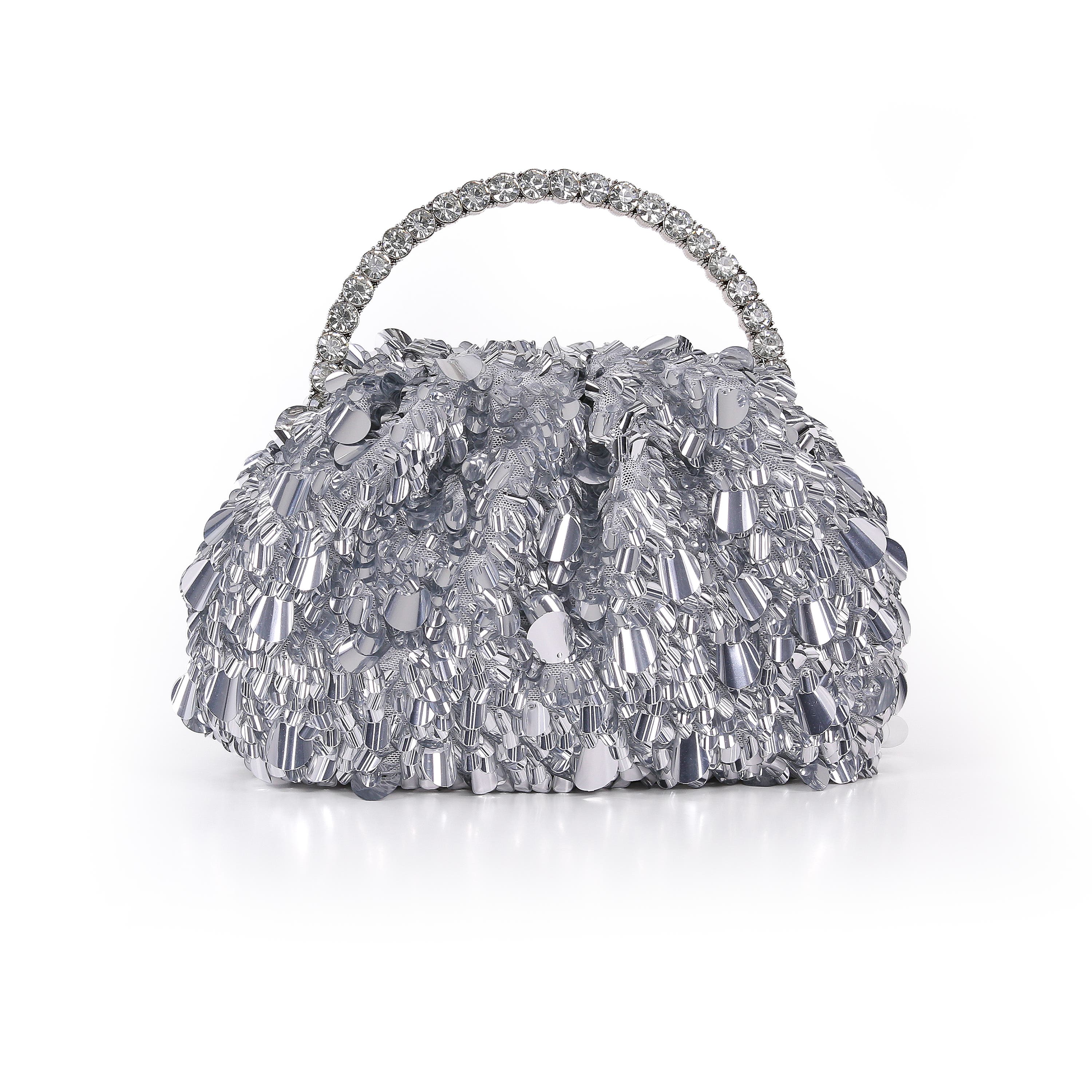 Remy Mixed Sequin Pouch Clutch, Main, color, Silver