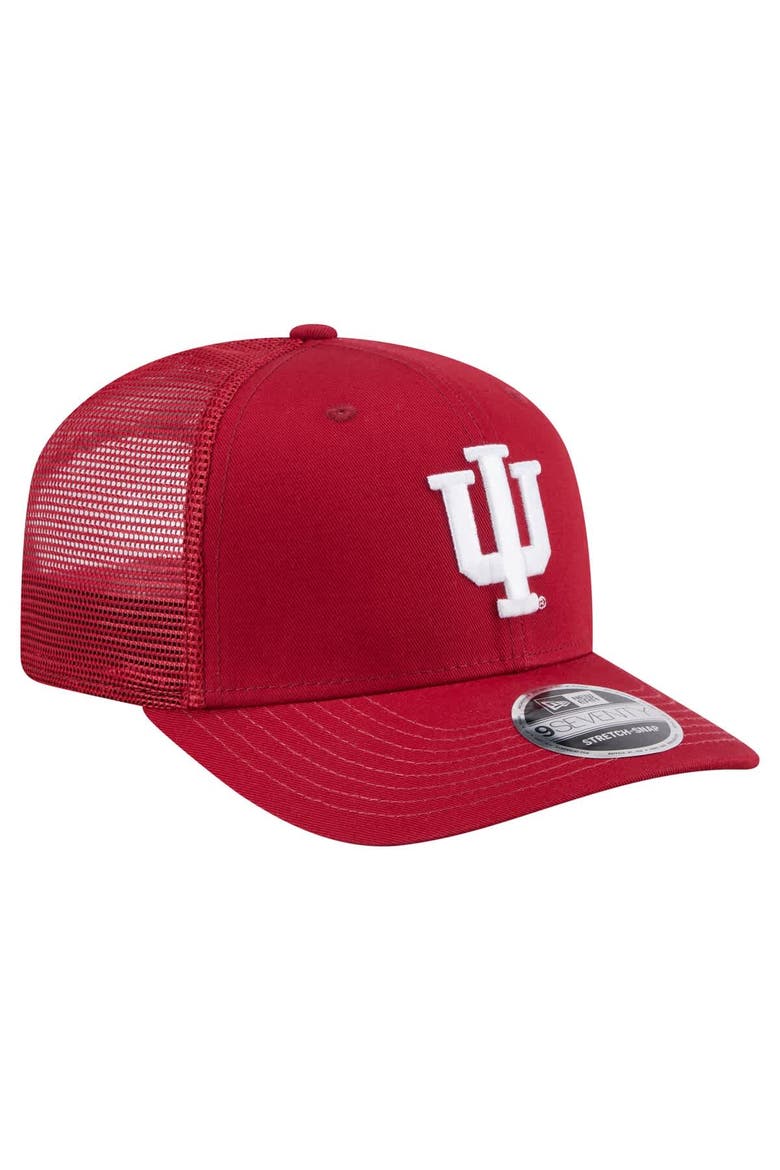 Men's New Era Crimson Indiana Hoosiers Primary 9SEVENTY Trucker Stretch-Snap Hat, Alternate, color, Crimson