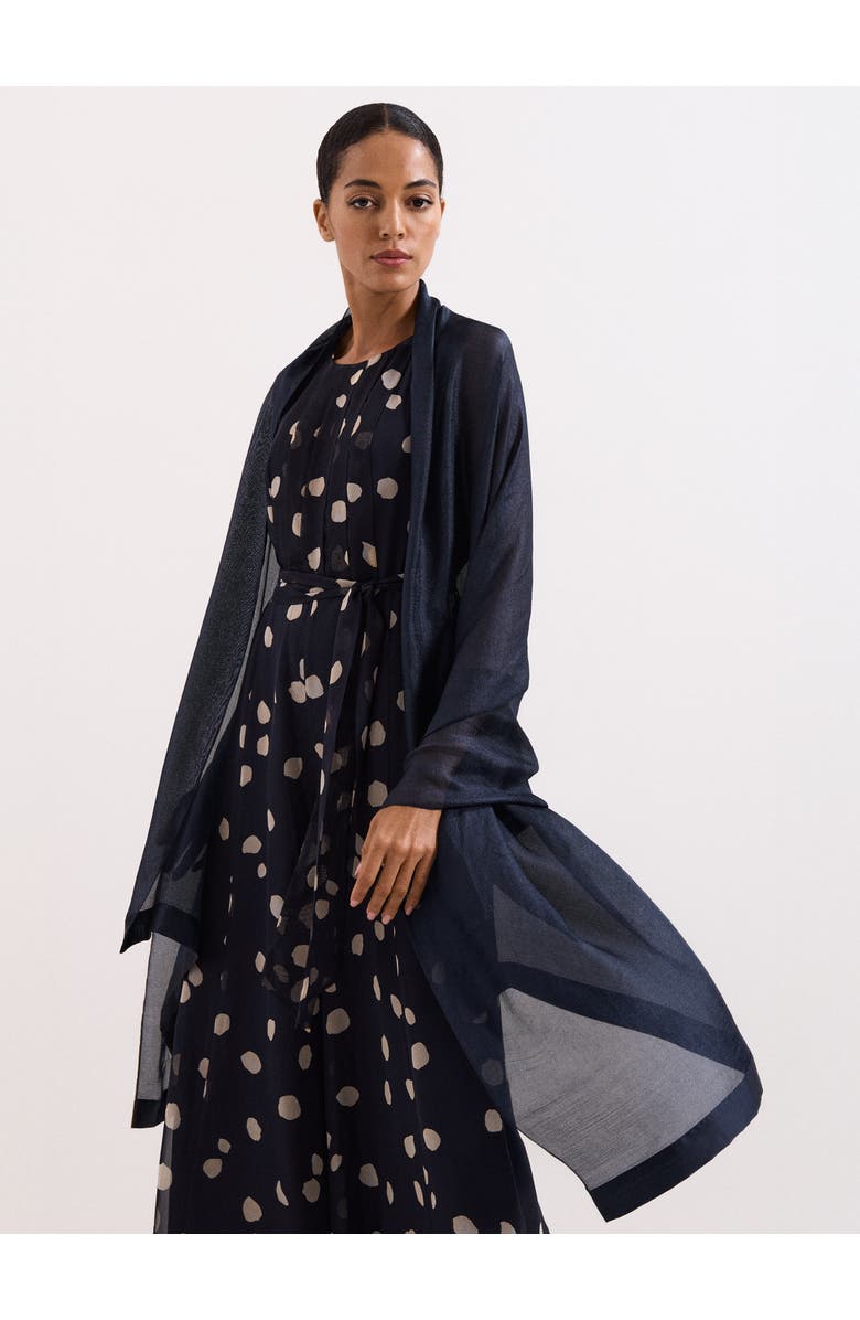 Phase Eight Satin Trim Scarf, Alternate, color, Navy