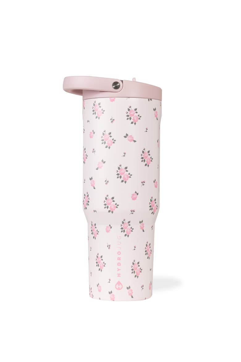 Sport Insulated Stainless Steel Water Bottle with Flip Straw and Swivel Handle for Gym & Outdoors, Main, color, Wildrose