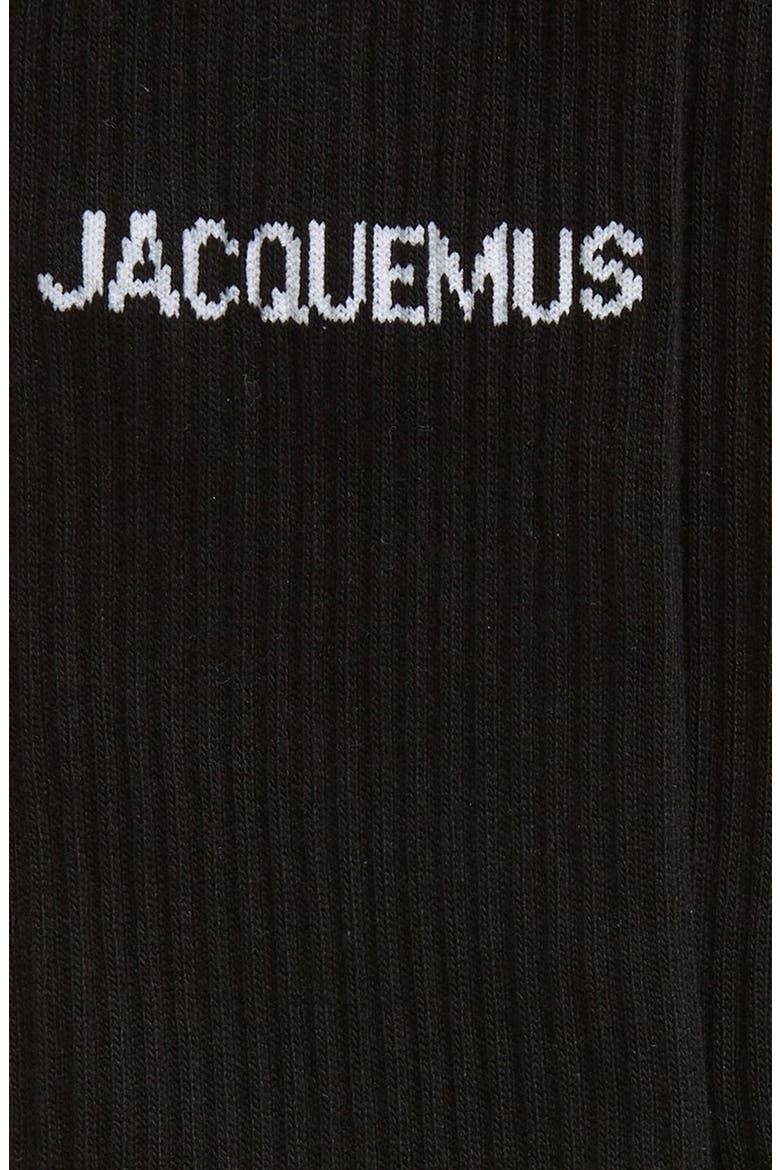 Les Chaussettes Logo Jacquard Cotton Blend Crew Socks, Alternate, color, BLACK