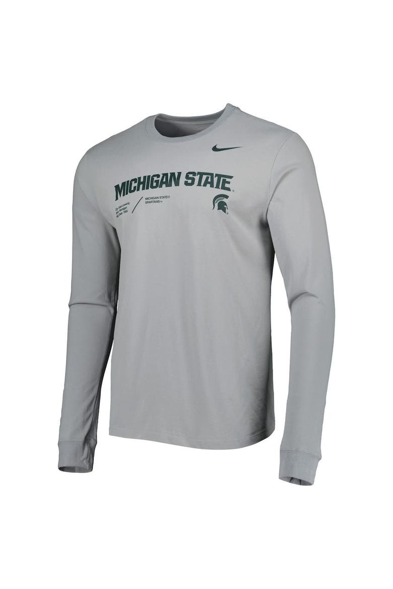 Men's Nike Gray Michigan State Spartans Team Practice Performance Long Sleeve T-Shirt, Alternate, color, Gray