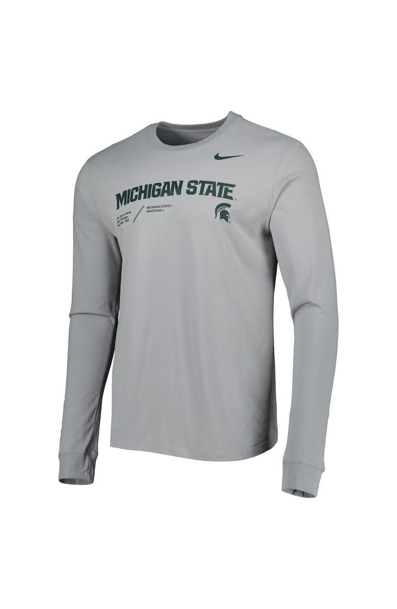 Nike Men's Nike Gray Michigan State Spartans Team Practice Performance Long Sleeve T-Shirt, Alternate, color, 