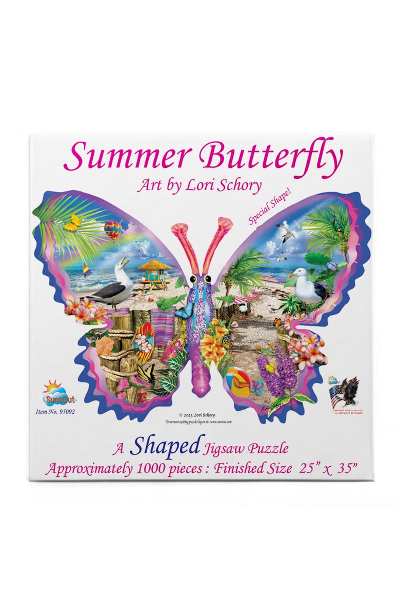 Sunsout Summer Butterfly 1000 piece Jigsaw Puzzle for Adults Special Shape, Alternate, color, Multicolor