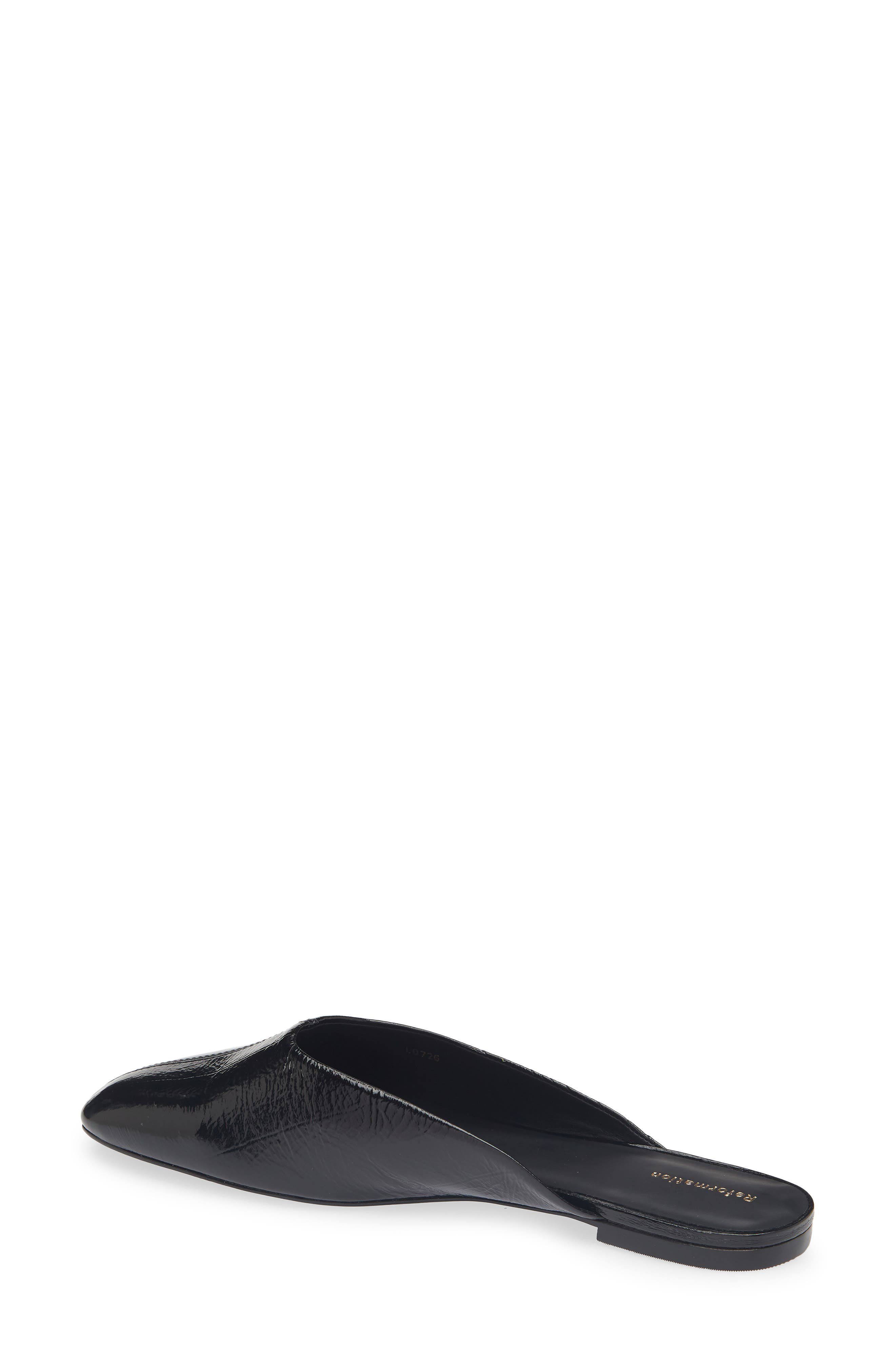 Inez Flat Leather Mule, Alternate, color, BLACK EEL