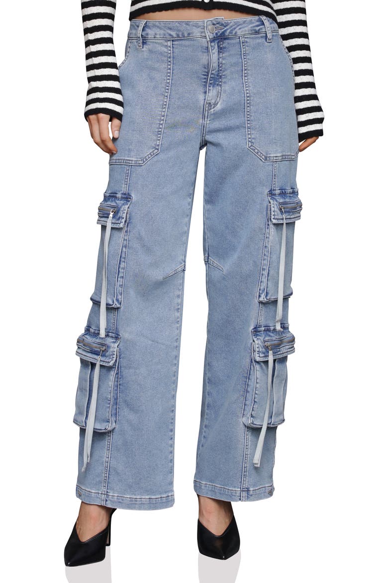 Baggy Cargo Jeans, Main, color, LIGHT BLUE WASH
