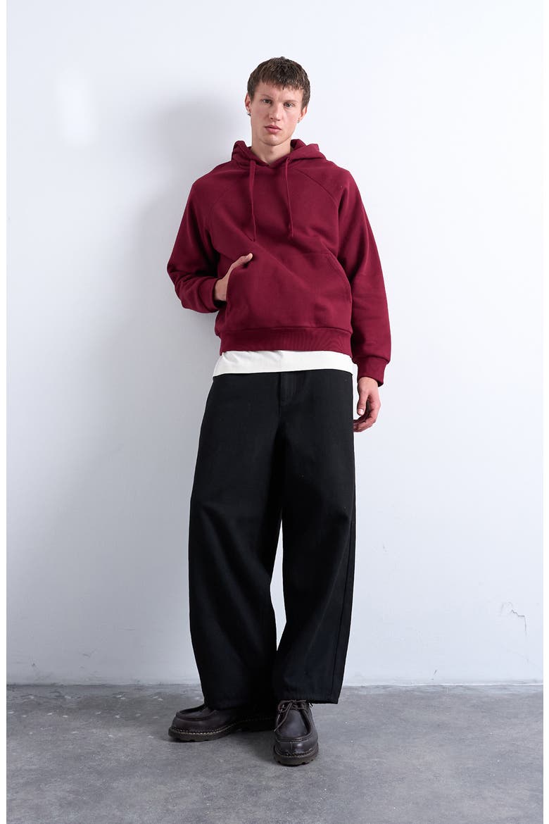 Boxy Cotton Blend Hoodie, Alternate, color, BURGUNDY