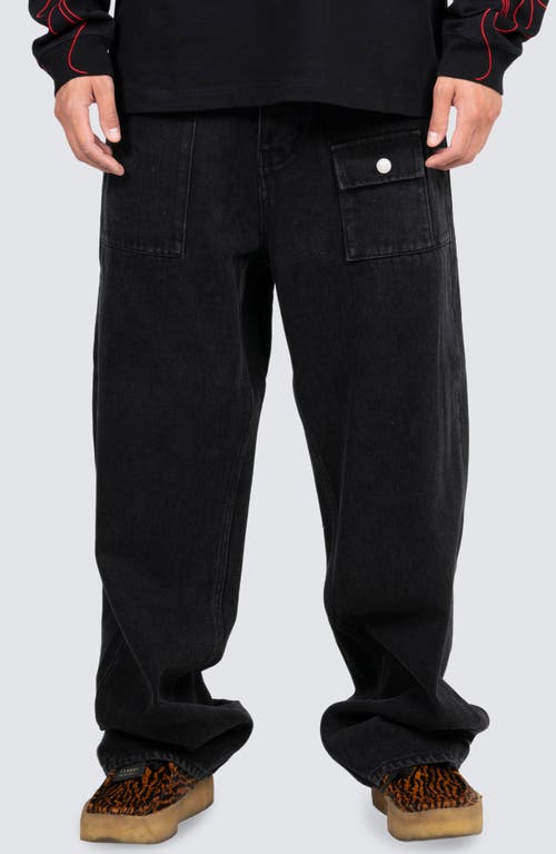 PLEASURES Grind Baggy Jeans in Black 