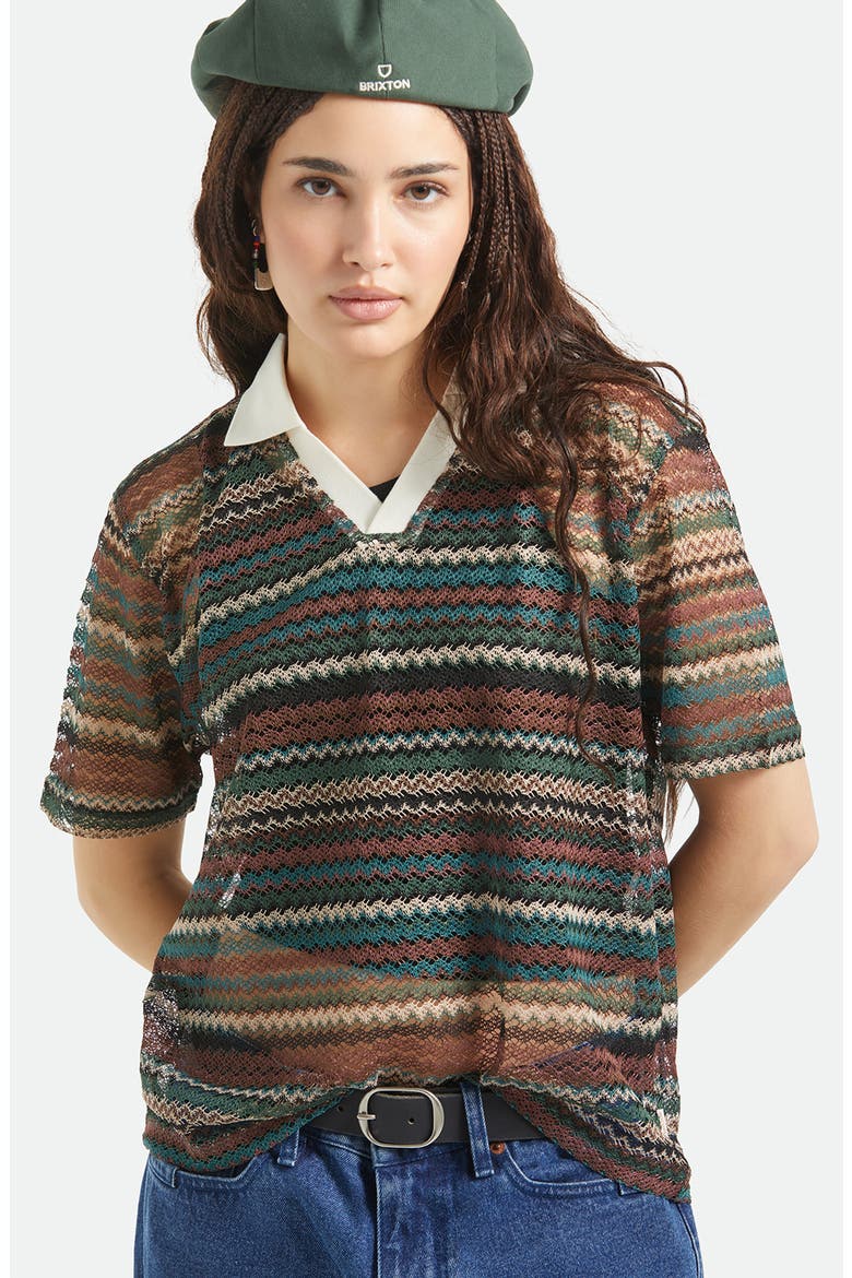 Varsity Retro Stripe Johnny Collar Polo, Main, color, MULTI RETRO STRIPE