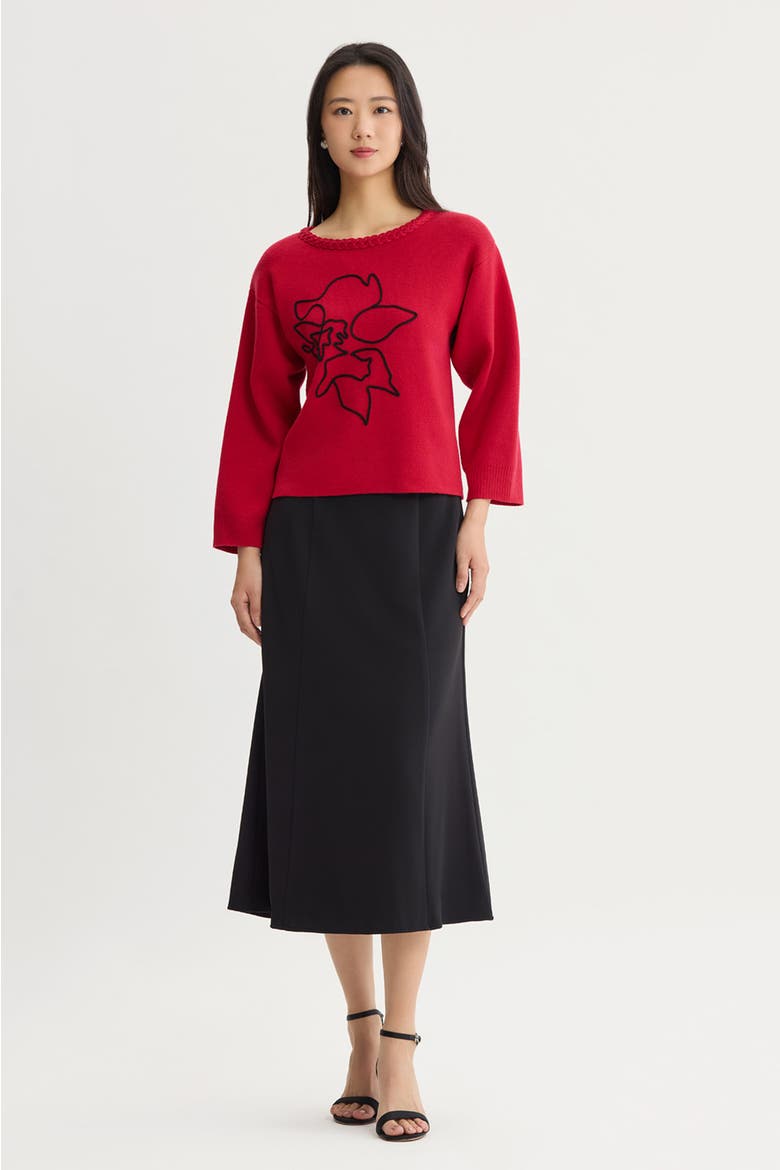 Soutache Cozy Knit Sweater, Alternate, color, Holiday/Black