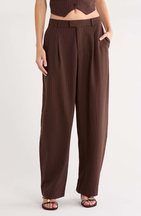 Barrel Pinstripe High Waist Trousers