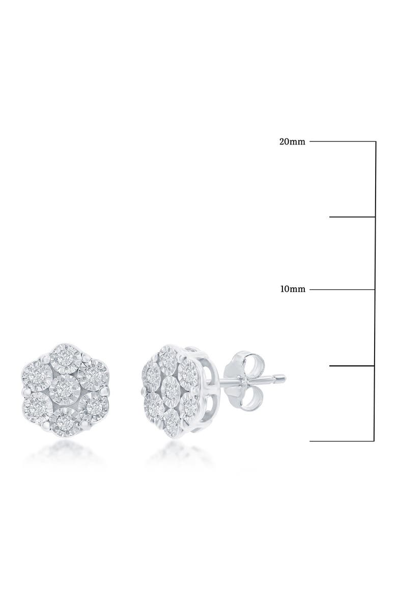 Sterling Silver Diamond Flower Stud Earrings - 0.03ct., Alternate, color, SILVER