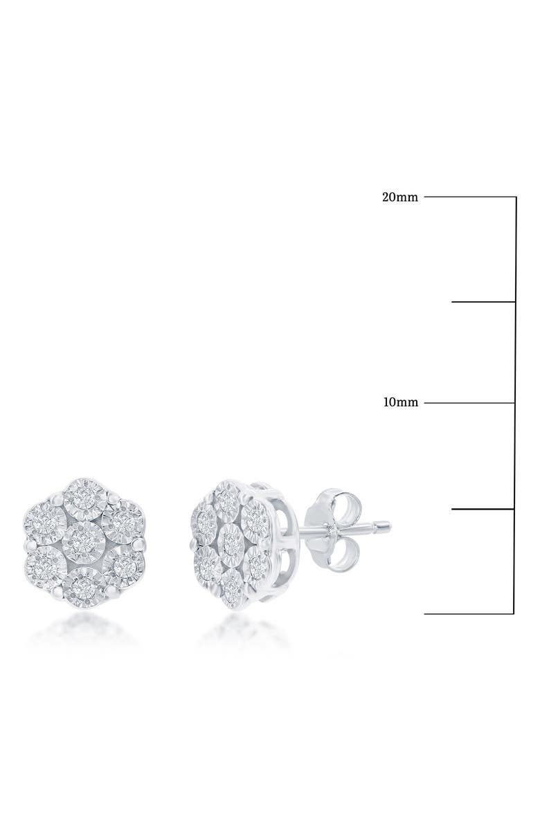 SIMONA Sterling Silver Diamond Flower Stud Earrings - 0.03ct., Alternate, color, Silver