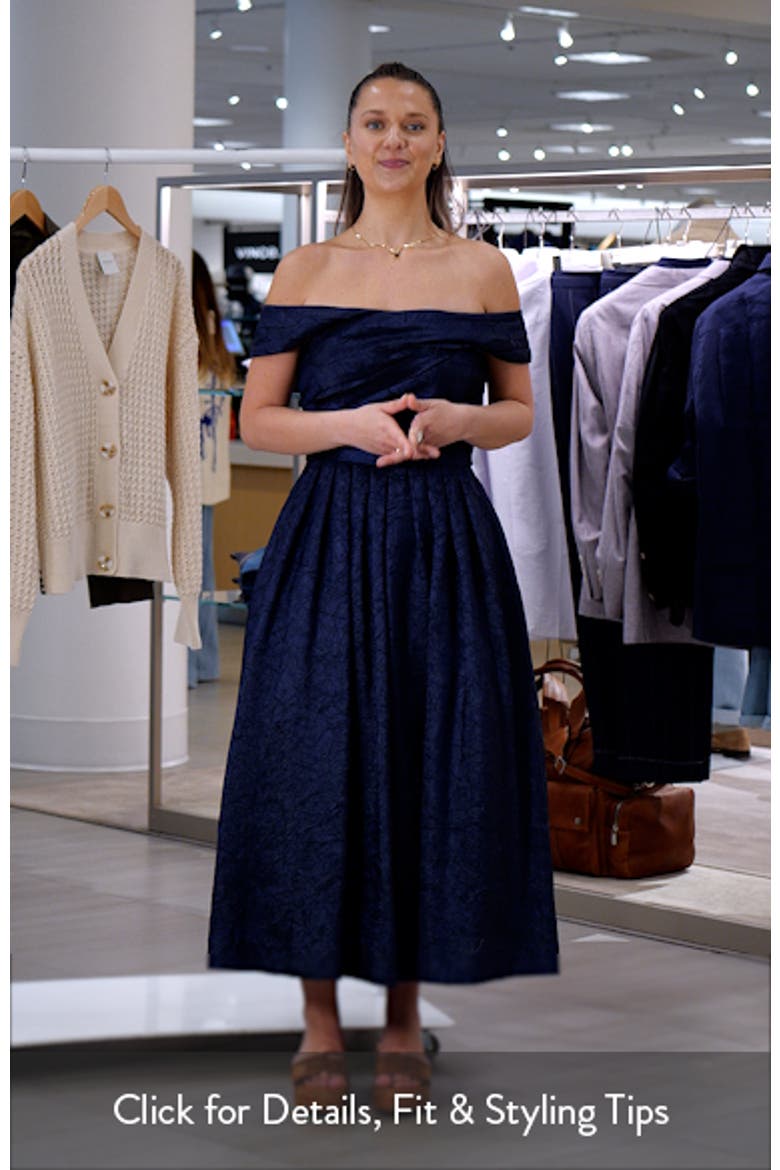 Crushed Taffeta Off the Shoulder Cocktail Dress video