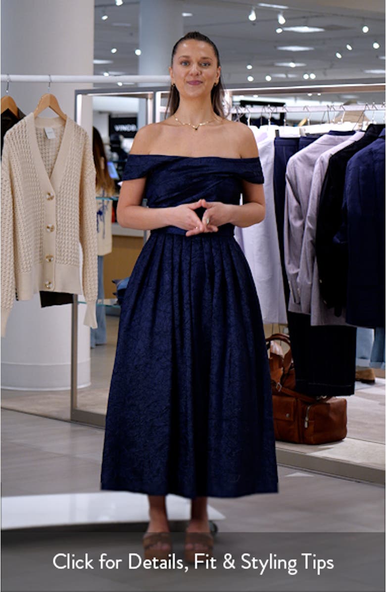 Crushed Taffeta Off the Shoulder Cocktail Dress, sales video thumbnail