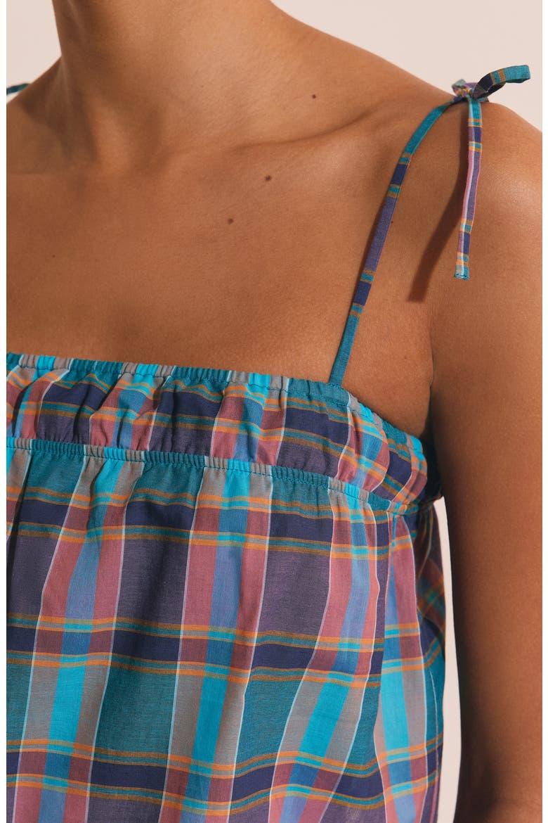 Vagabonde Plaid Cotton Pajama Camisole, Alternate, color, BLUE