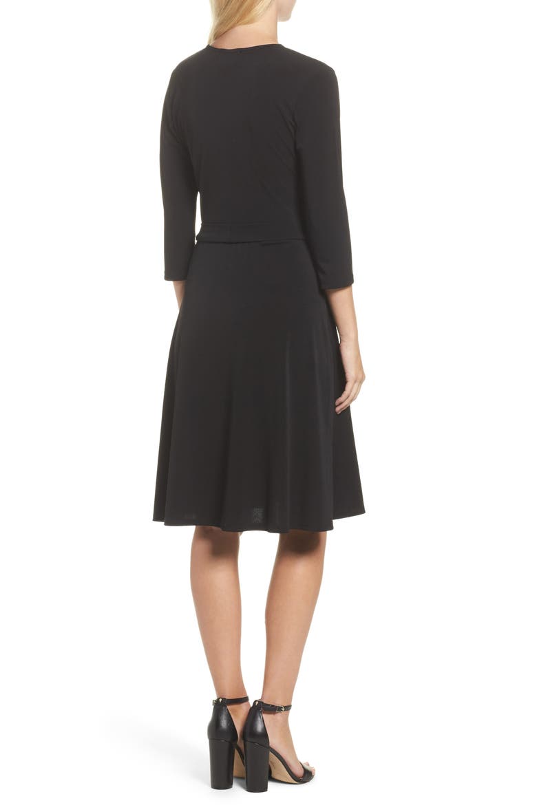 Print Jersey Faux Wrap Dress, Alternate, color, BLACK CREPE